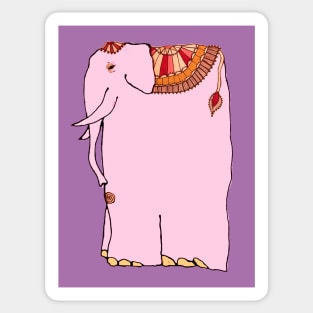 Fanciful pink elephant wearing colorful blanket - for those who say I Love Elephants. Sticker